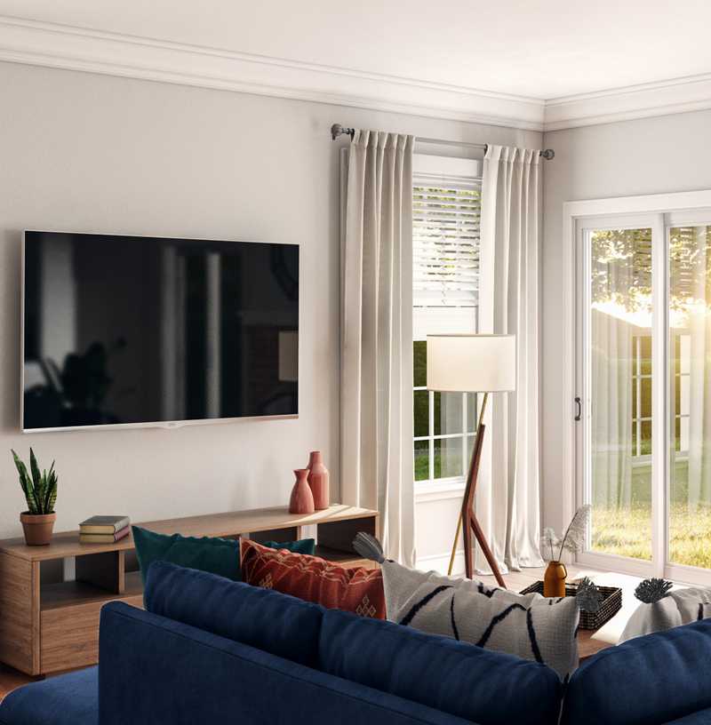 Bohemian, Midcentury Modern Living Room Design by Havenly Interior Designer Erin