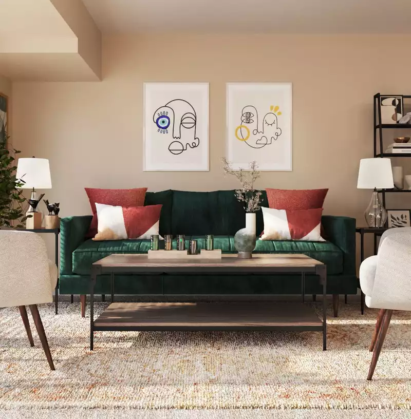 Industrial, Midcentury Modern Living Room Design by Havenly Interior Designer Dayana