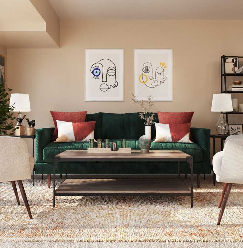 Industrial, Midcentury Modern Living Room Design by Havenly Interior Designer Dayana