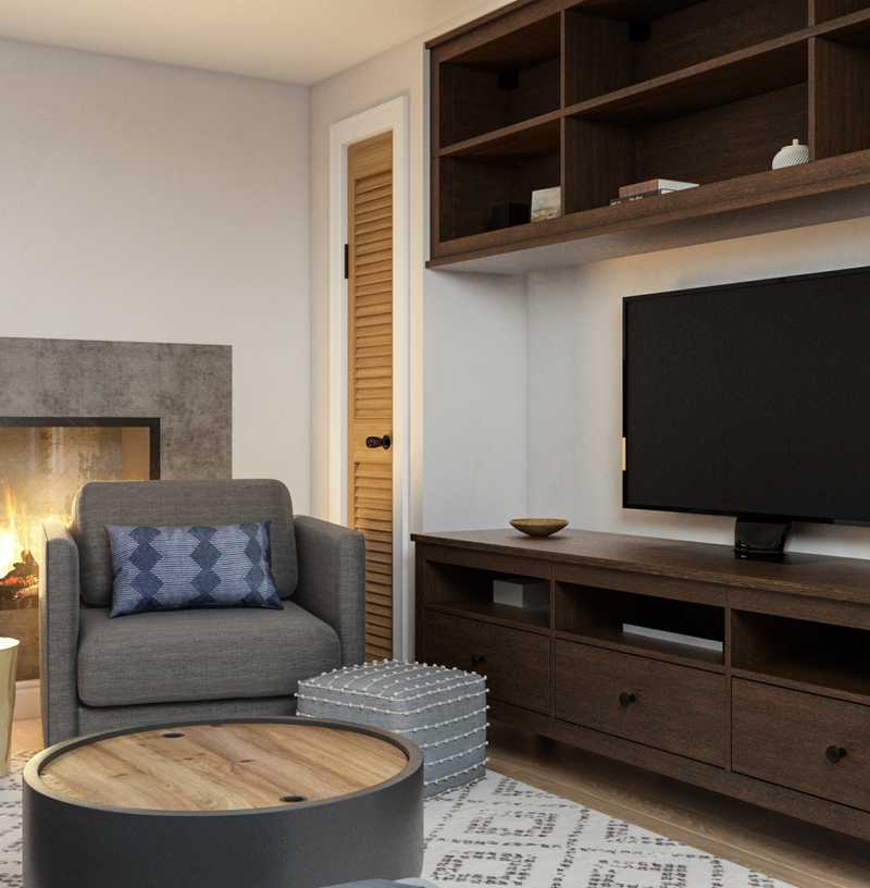 Industrial, Farmhouse, Rustic, Midcentury Modern Living Room Design by Havenly Interior Designer Erin