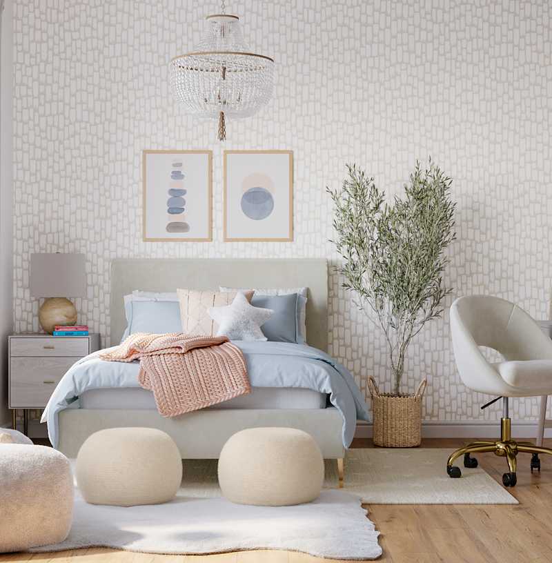 Bohemian, Glam, Preppy Bedroom Design by Havenly Interior Designer Amanda