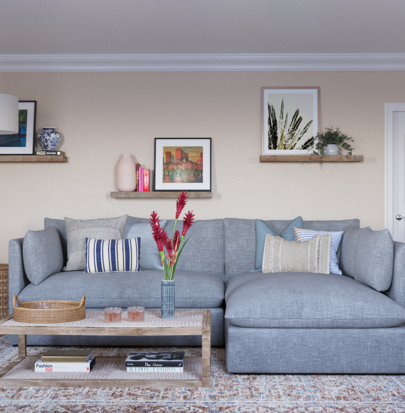Modern, Bohemian, Coastal Living Room Design by Havenly Interior Designer Ariadna