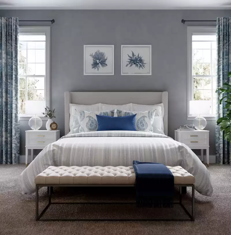 Classic, Coastal, Traditional, Farmhouse, Transitional Bedroom Design by Havenly Interior Designer Lisa