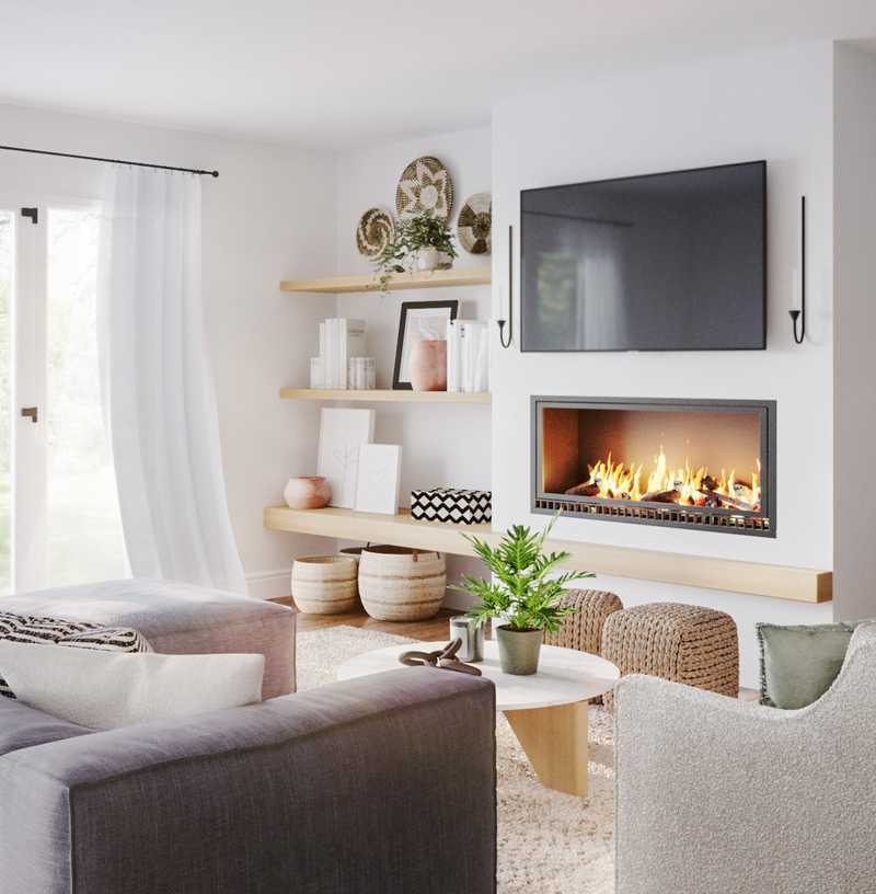 Contemporary, Bohemian, Coastal, Transitional, Scandinavian Living Room Design by Havenly Interior Designer Lisa