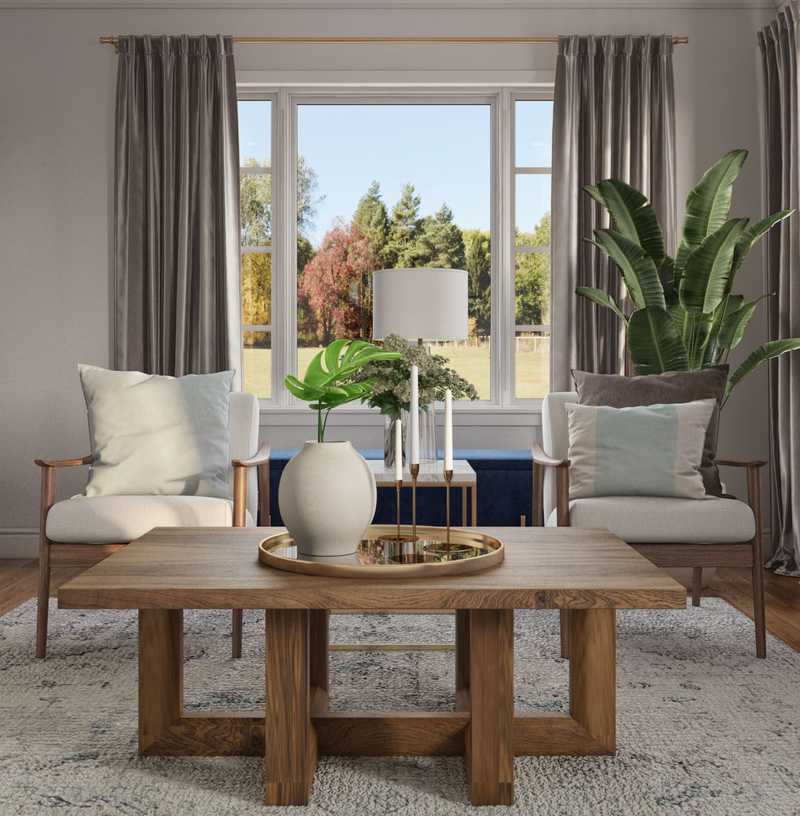 Contemporary, Modern, Bohemian, Coastal, Glam Living Room Design by Havenly Interior Designer Athina