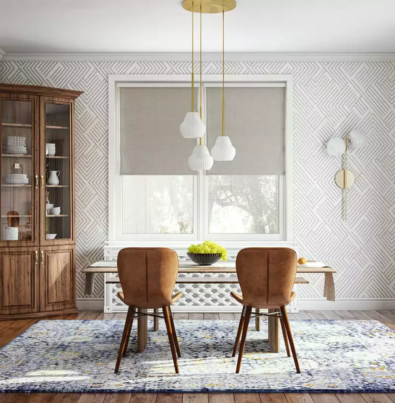 Bohemian, Midcentury Modern, Scandinavian Dining Room Design by Havenly Interior Designer Carla