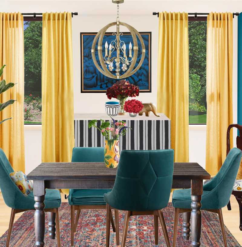 Eclectic, Bohemian, Midcentury Modern Dining Room Design by Havenly Interior Designer Katherine