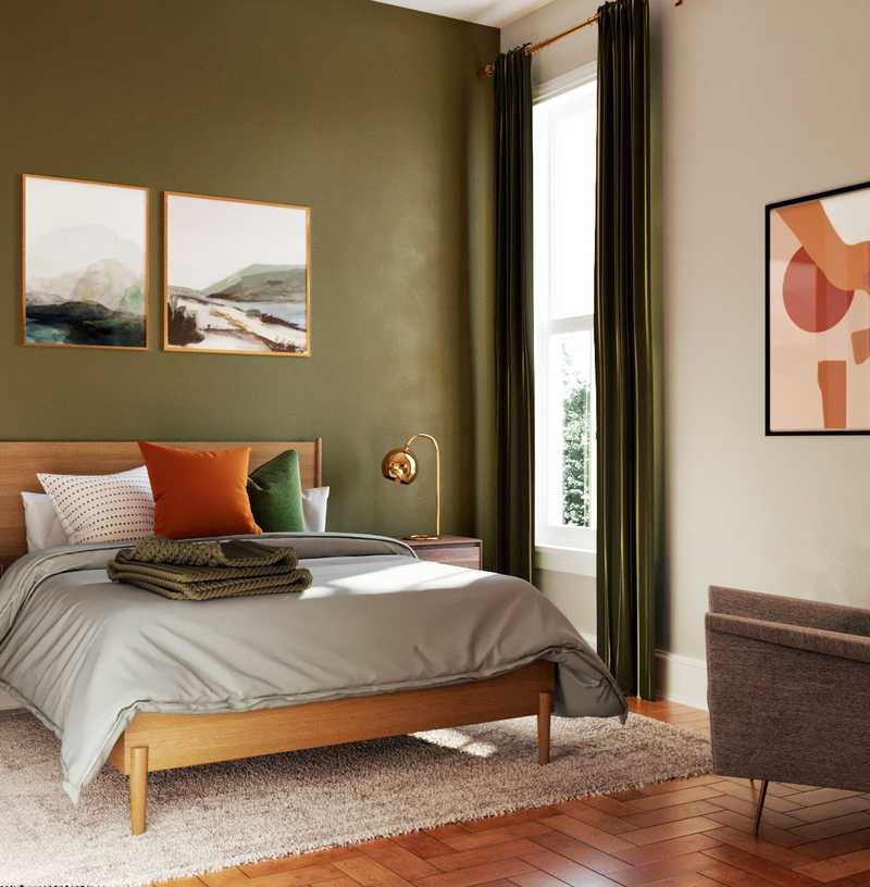 Bohemian, Midcentury Modern Bedroom Design by Havenly Interior Designer Emmanuel