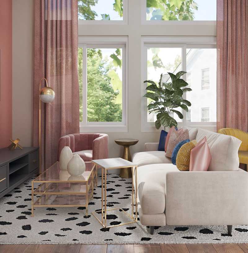 Eclectic, Bohemian, Glam, Midcentury Modern Living Room Design by Havenly Interior Designer Emmanuel