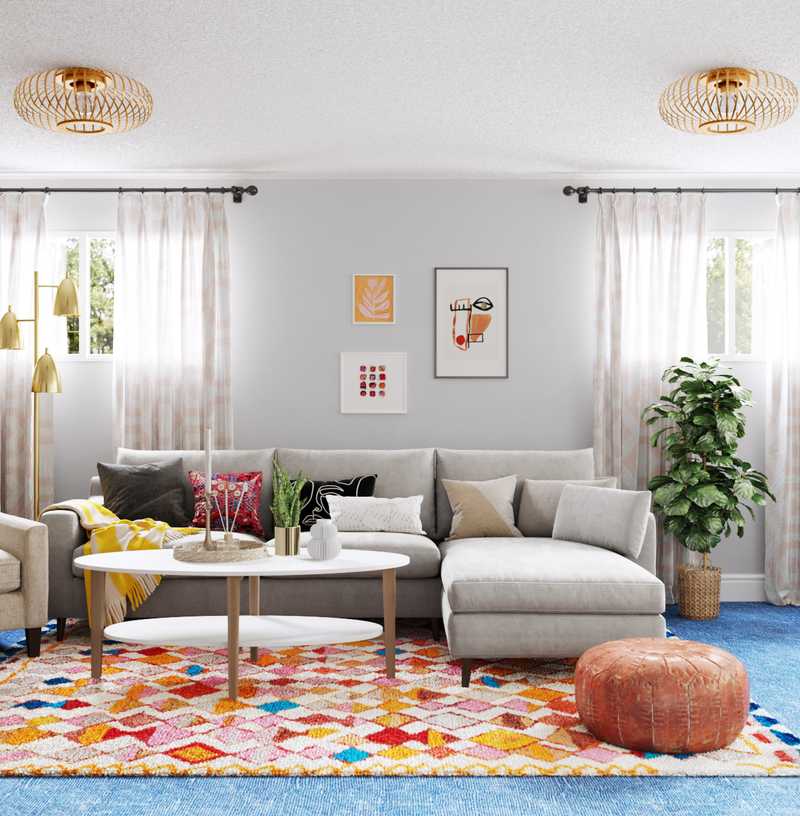 Eclectic, Bohemian, Global, Midcentury Modern Living Room Design by Havenly Interior Designer Nicole