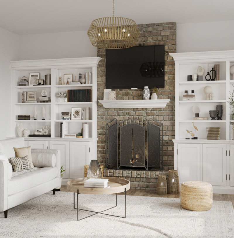 Contemporary, Modern, Coastal, Farmhouse Living Room Design by Havenly Interior Designer Rumki