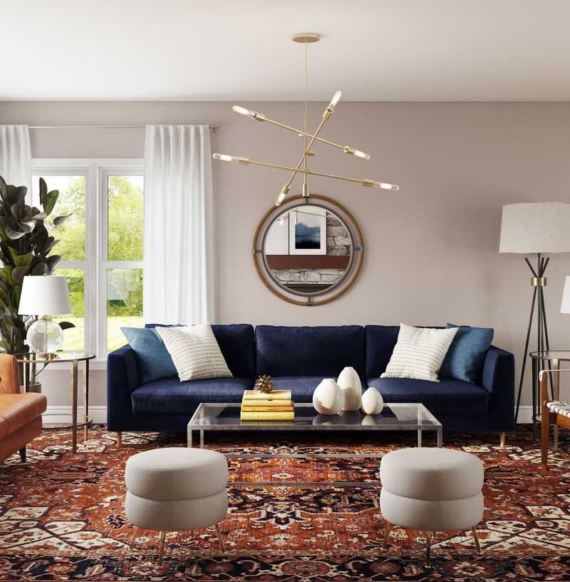 Modern, Eclectic, Bohemian, Vintage Living Room Design by Havenly Interior Designer Erika