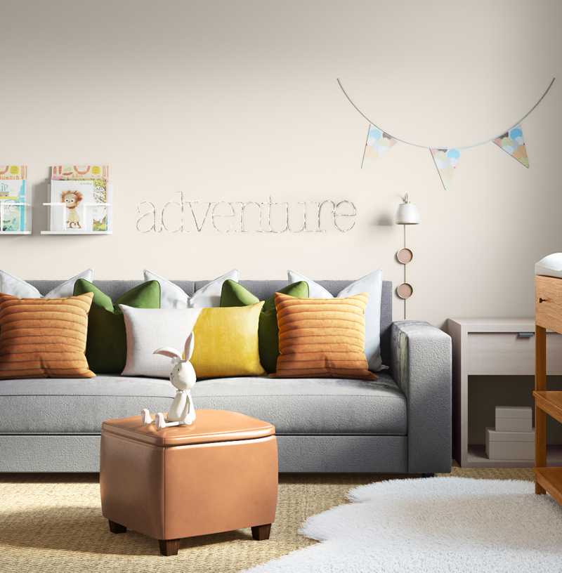 Contemporary, Bohemian, Transitional, Midcentury Modern Nursery Design by Havenly Interior Designer Tara