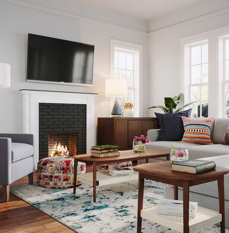 Modern, Bohemian, Midcentury Modern Living Room Design by Havenly Interior Designer Carla