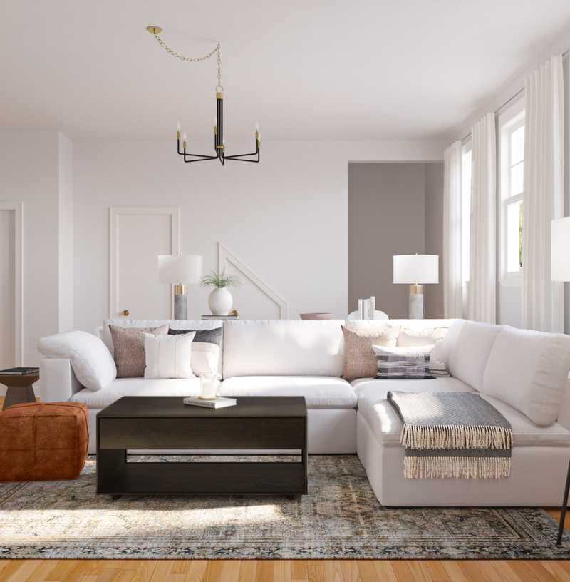 Bohemian, Farmhouse, Transitional Living Room Design by Havenly Interior Designer Karie