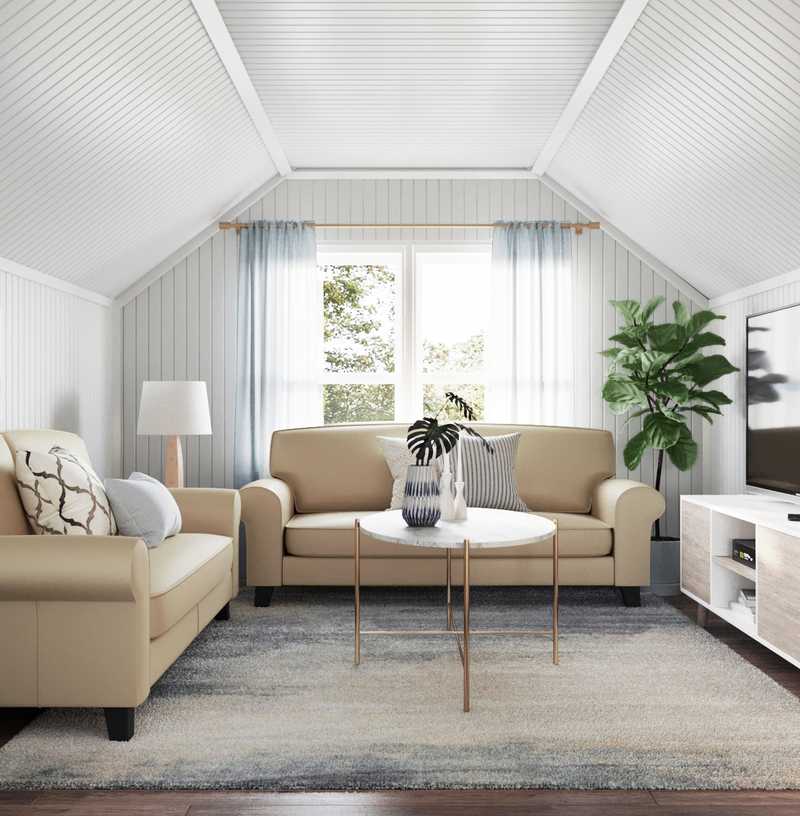 Classic, Bohemian, Coastal, Glam Living Room Design by Havenly Interior Designer Emily