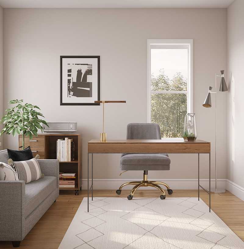 Bohemian, Rustic, Midcentury Modern Office Design by Havenly Interior Designer Safek