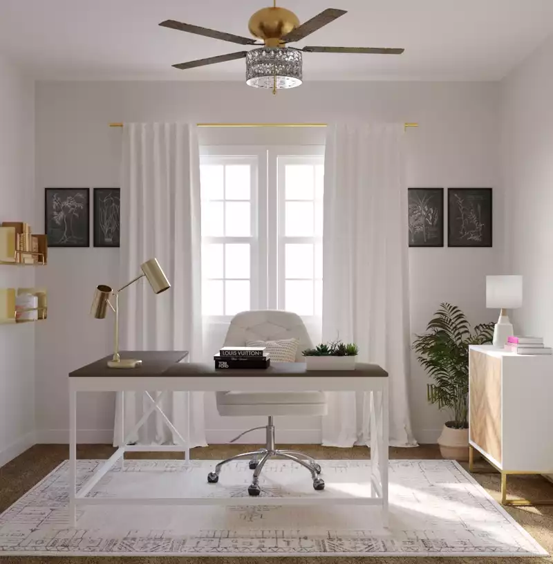 Glam, Farmhouse Office Design by Havenly Interior Designer Angie