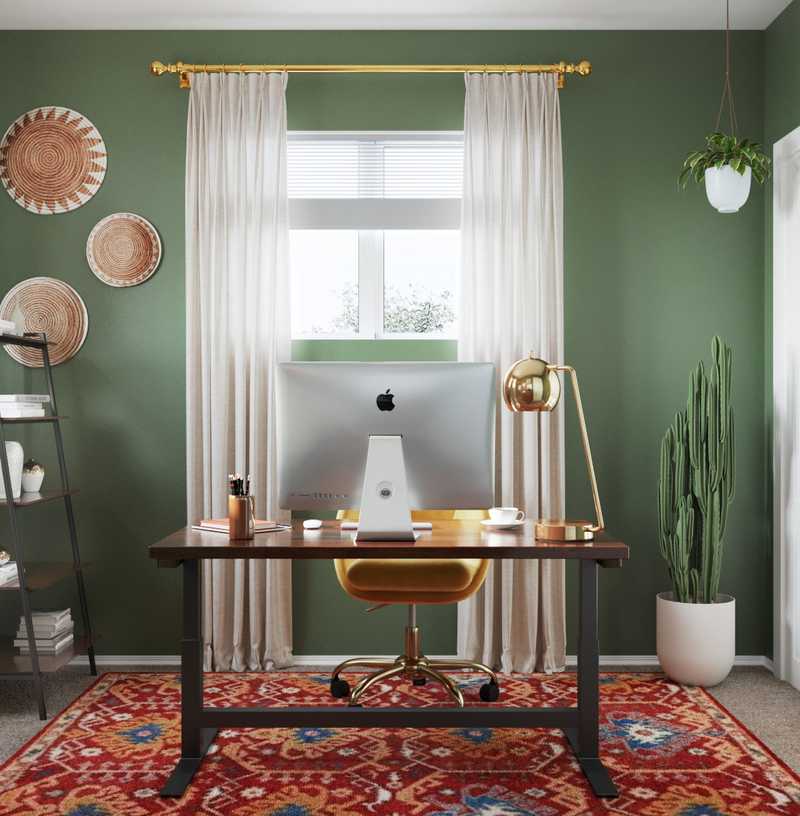 Modern, Bohemian, Southwest Inspired, Midcentury Modern Office Design by Havenly Interior Designer Ingrid