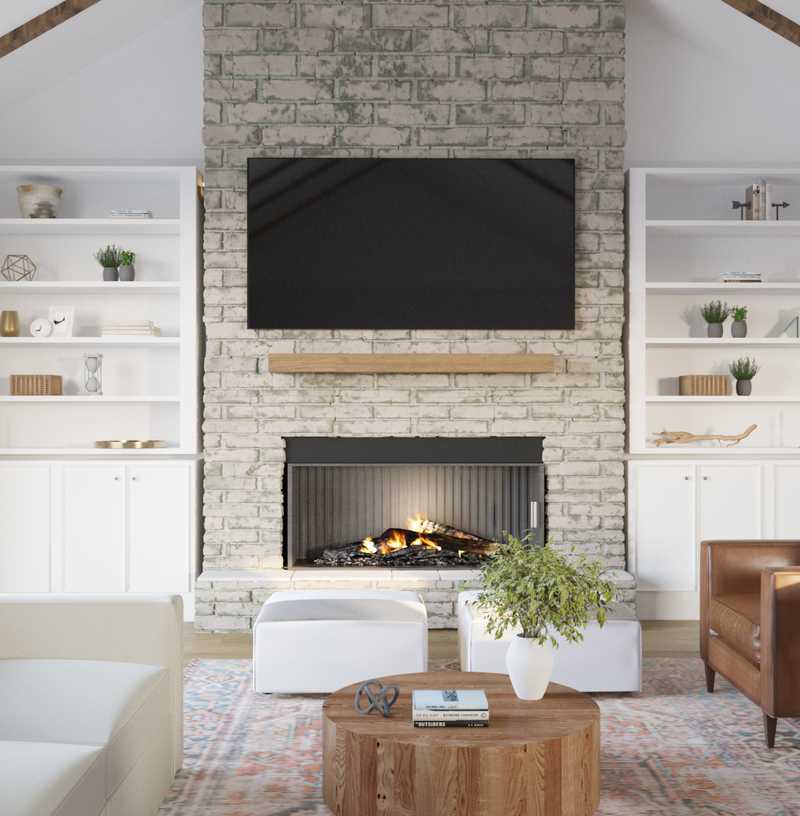 Farmhouse, Rustic, Transitional Living Room Design by Havenly Interior Designer Abby