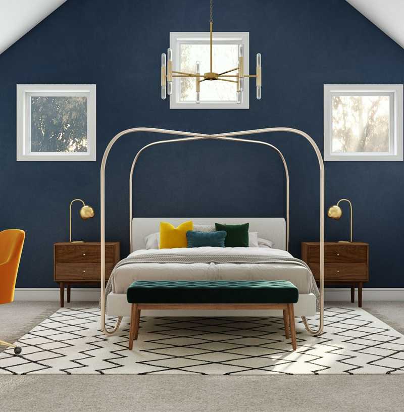 Eclectic, Midcentury Modern Bedroom Design by Havenly Interior Designer Emmanuel