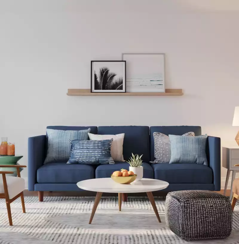 Coastal, Midcentury Modern Living Room Design by Havenly Interior Designer Keegan