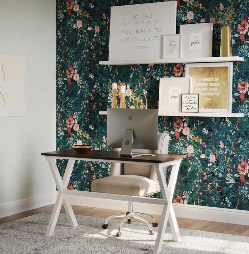Glam, Farmhouse Office Design by Havenly Interior Designer Abby