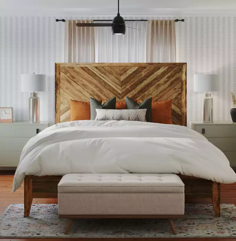 Bohemian, Midcentury Modern, Scandinavian Bedroom Design by Havenly Interior Designer Ingrid