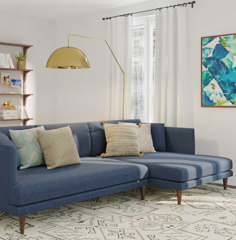 Modern, Bohemian, Midcentury Modern Living Room Design by Havenly Interior Designer Mahreen