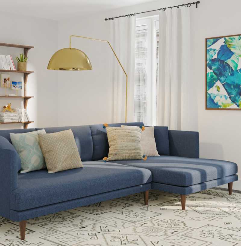 Modern, Bohemian, Midcentury Modern Living Room Design by Havenly Interior Designer Mahreen