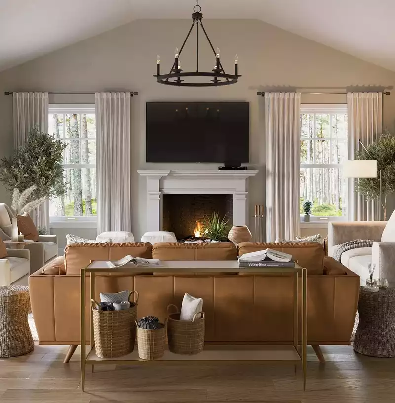 Farmhouse, Classic Contemporary Living Room Design by Havenly Interior Designer Anny