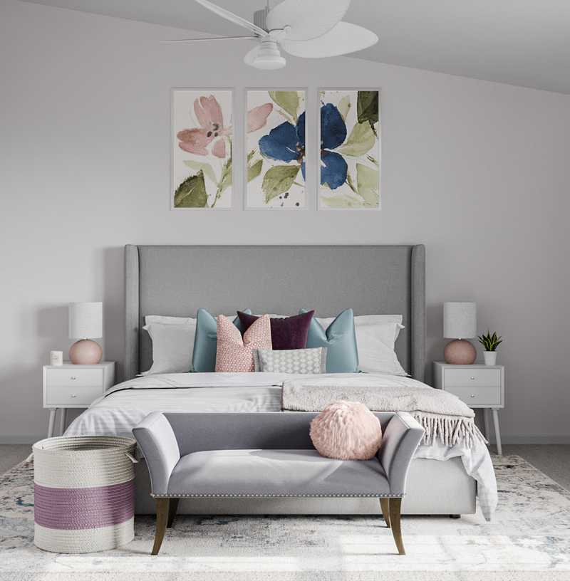 Modern, Glam, Preppy Bedroom Design by Havenly Interior Designer Heather
