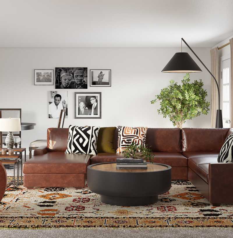 Contemporary, Bohemian, Global Living Room Design by Havenly Interior Designer Freddi
