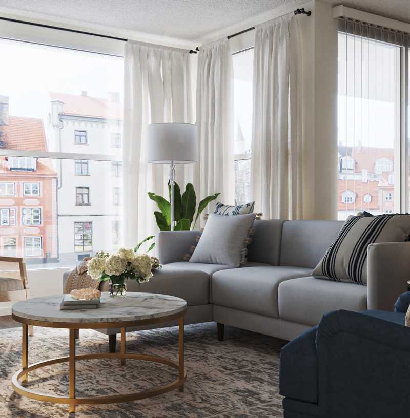 Bohemian, Coastal, Preppy Living Room Design by Havenly Interior Designer Jennifer