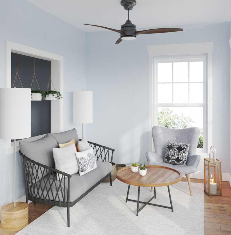 Global, Midcentury Modern Reading Room Design by Havenly Interior Designer Janette