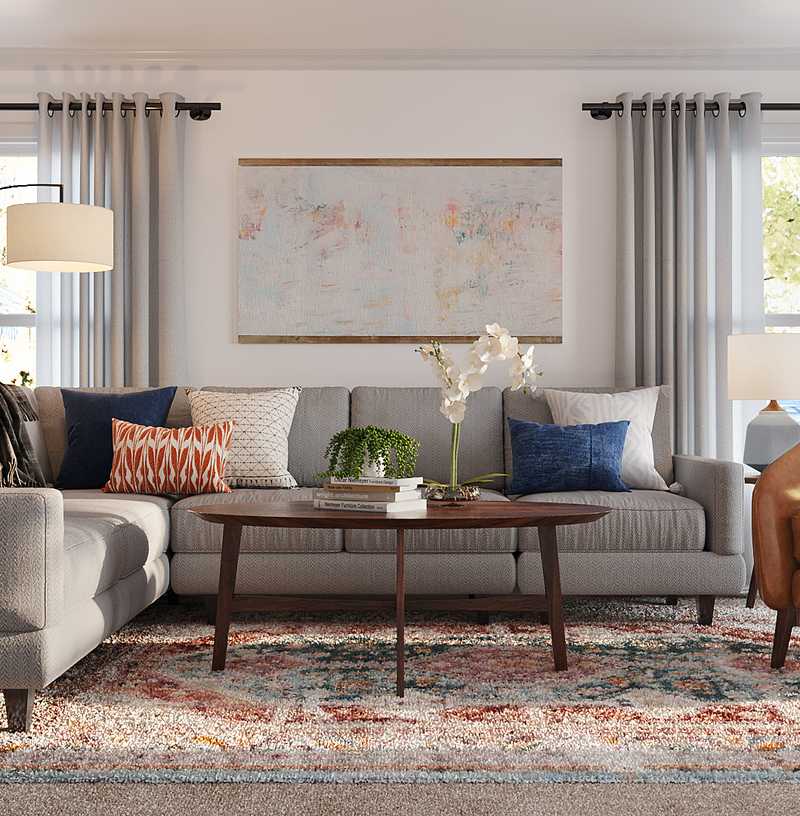 Modern, Bohemian, Midcentury Modern Living Room Design by Havenly Interior Designer Carla