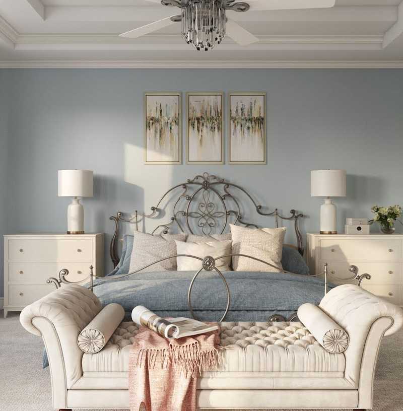 Glam, Preppy Bedroom Design by Havenly Interior Designer Ingrid