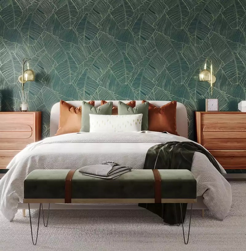 Bohemian, Glam, Midcentury Modern, Scandinavian Bedroom Design by Havenly Interior Designer Ingrid