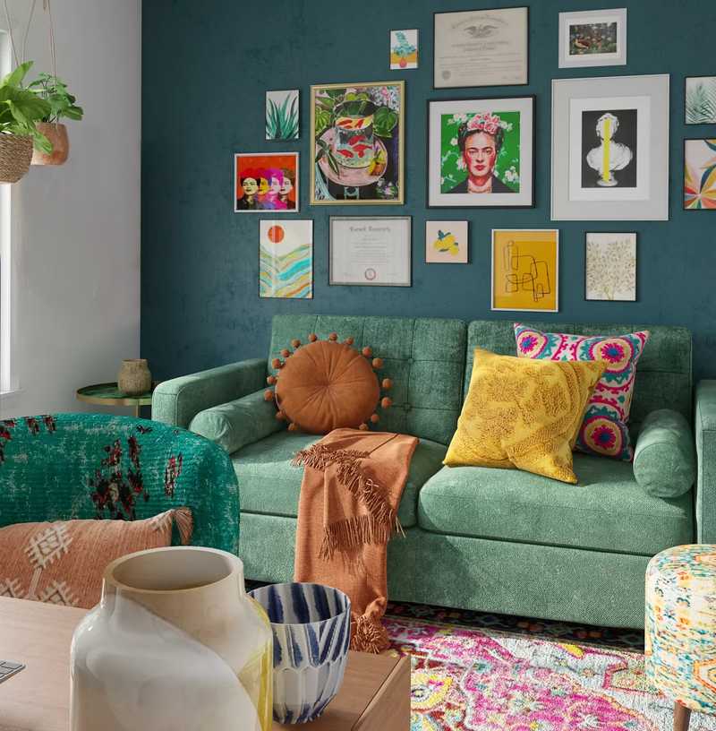 Bohemian, Midcentury Modern Office Design by Havenly Interior Designer Kristin