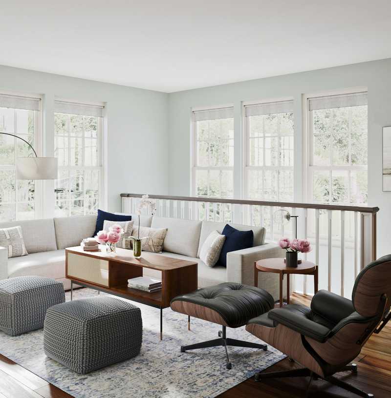 Bohemian, Glam, Midcentury Modern Living Room Design by Havenly Interior Designer Carla