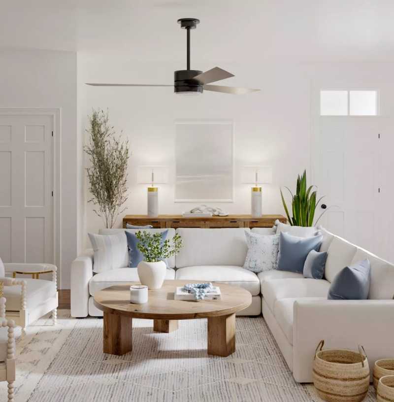 Classic, Bohemian, Coastal, Transitional Living Room Design by Havenly Interior Designer Lisa