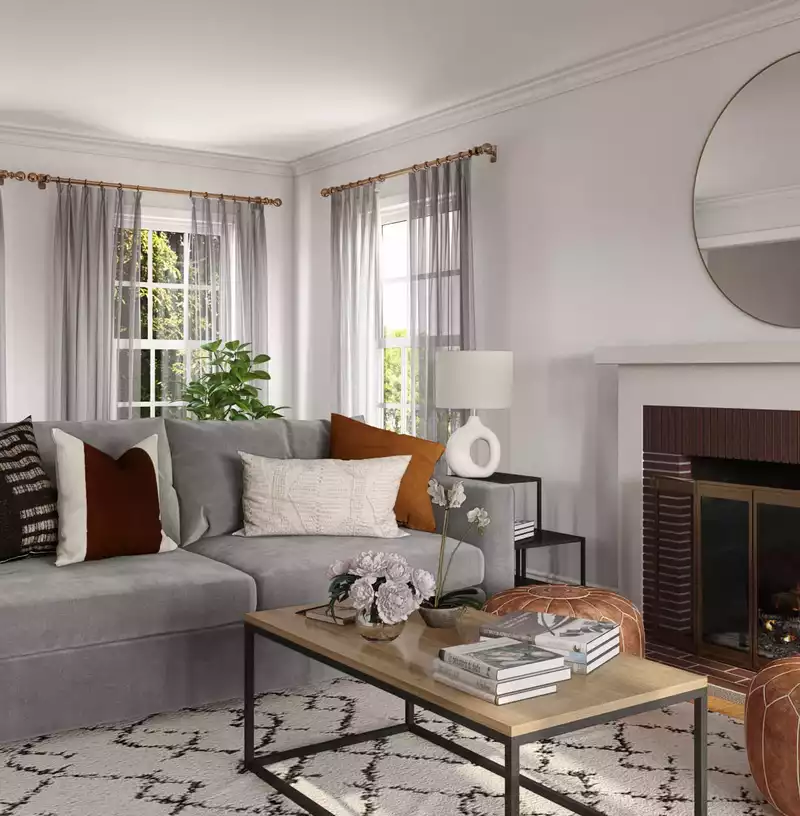 Bohemian, Midcentury Modern, Scandinavian Living Room Design by Havenly Interior Designer Carla