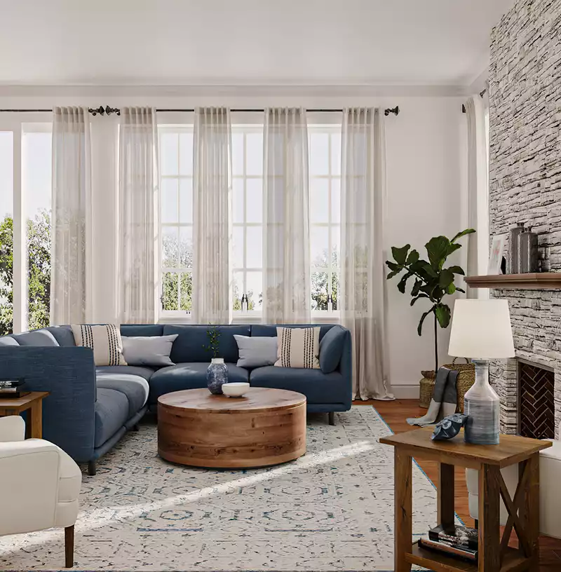 Coastal, Traditional, Transitional Living Room Design by Havenly Interior Designer Jamie