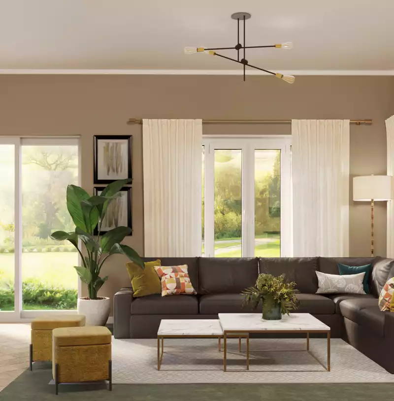 Contemporary, Modern, Preppy Living Room Design by Havenly Interior Designer Camila