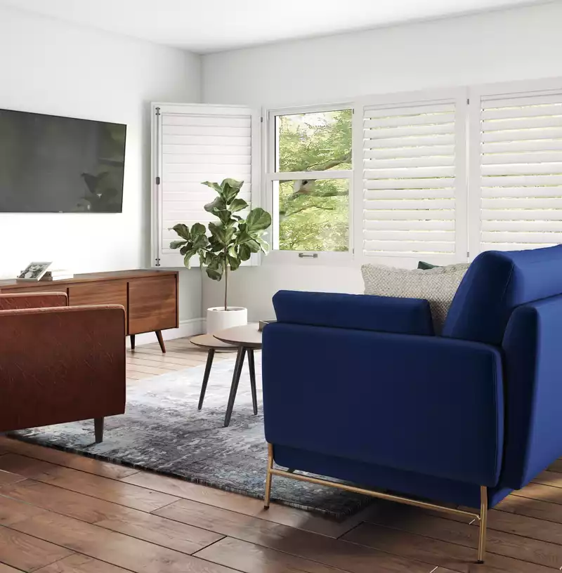 Contemporary, Modern, Midcentury Modern Living Room Design by Havenly Interior Designer Mercedes