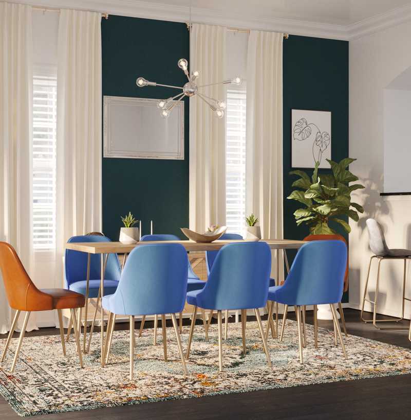 Glam, Midcentury Modern Dining Room Design by Havenly Interior Designer Priscila
