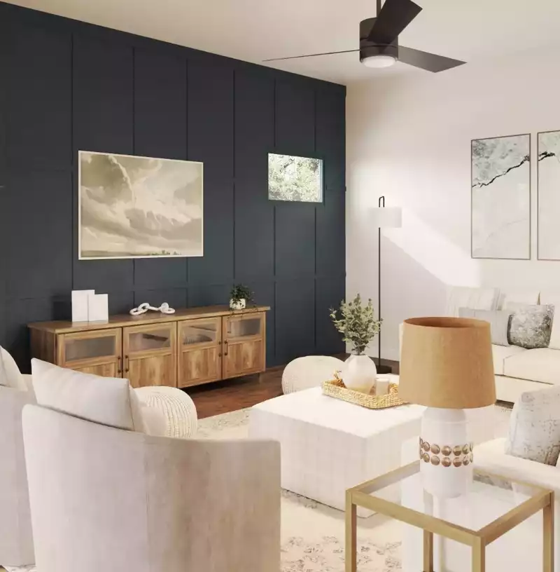 Contemporary, Classic, Bohemian, Coastal, Farmhouse, Rustic, Transitional, Classic Contemporary Living Room Design by Havenly Interior Designer Lisa