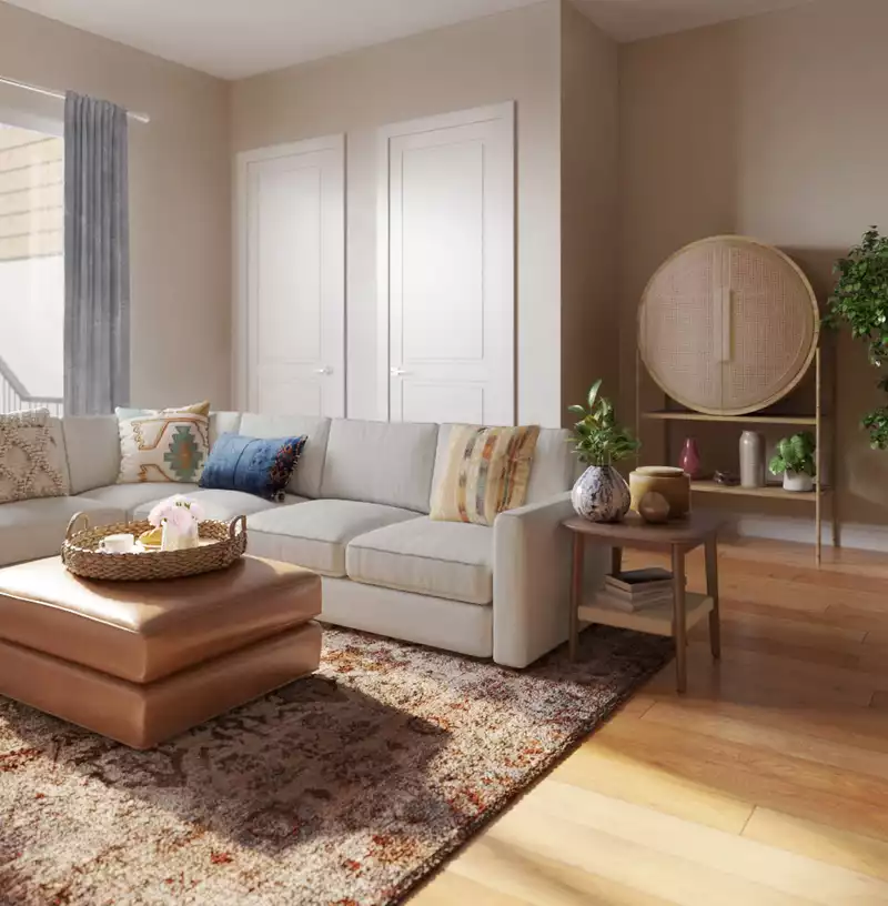 Bohemian, Global, Scandinavian Living Room Design by Havenly Interior Designer Carla