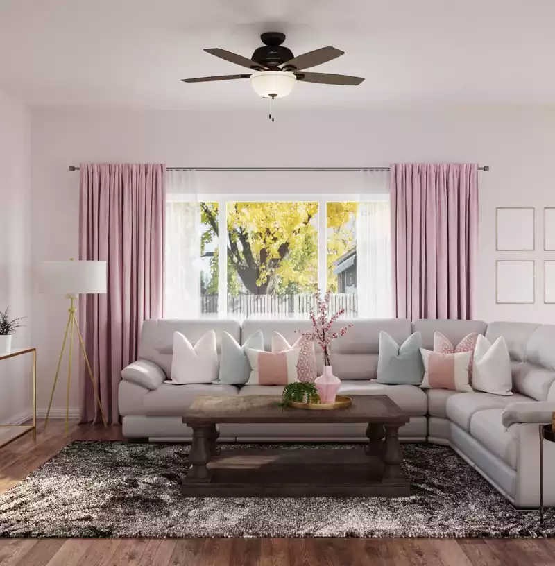 Glam, Farmhouse Living Room Design by Havenly Interior Designer Elizabeth