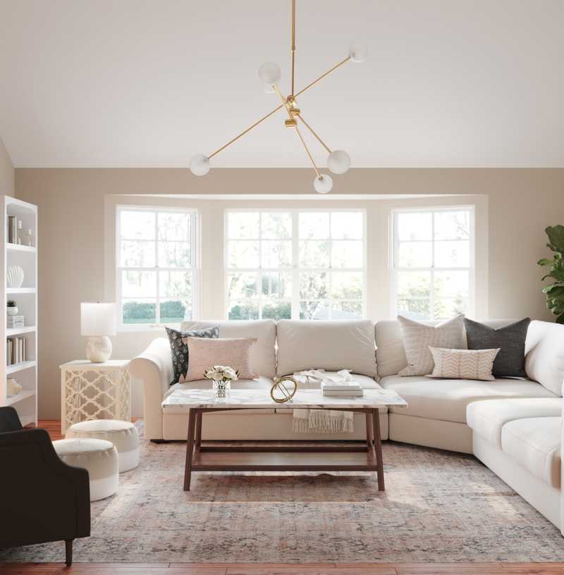 Modern, Coastal, Glam Living Room Design by Havenly Interior Designer Jennifer
